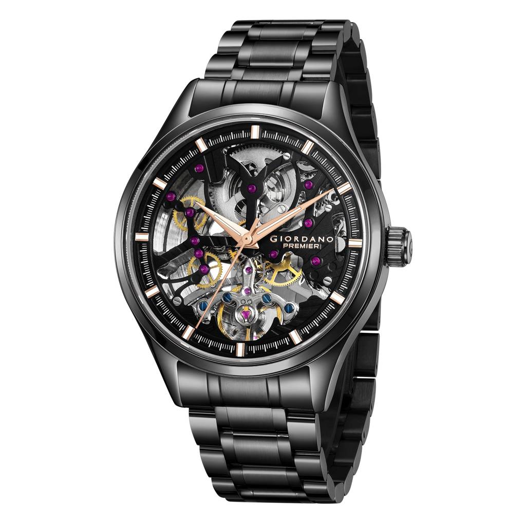 Premier Fortezza Collection Automatic Watch For Men With Skeleton Round Dial, Luminous Hands And Markers, Stainl : GZ-50225-11