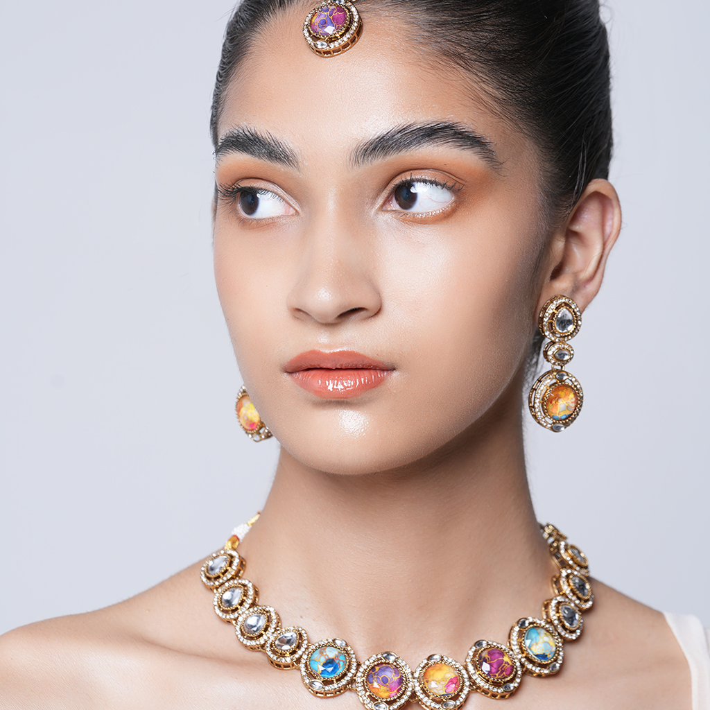 Short Designer Firestone Necklace : CAO0093MKT