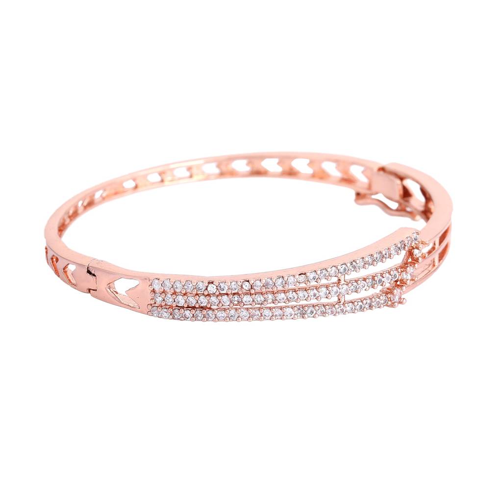 Opulent Glow: Radiant American Diamond Bracelet With Glossy Rosegold Plated For Women : AD-082-RGWEBR