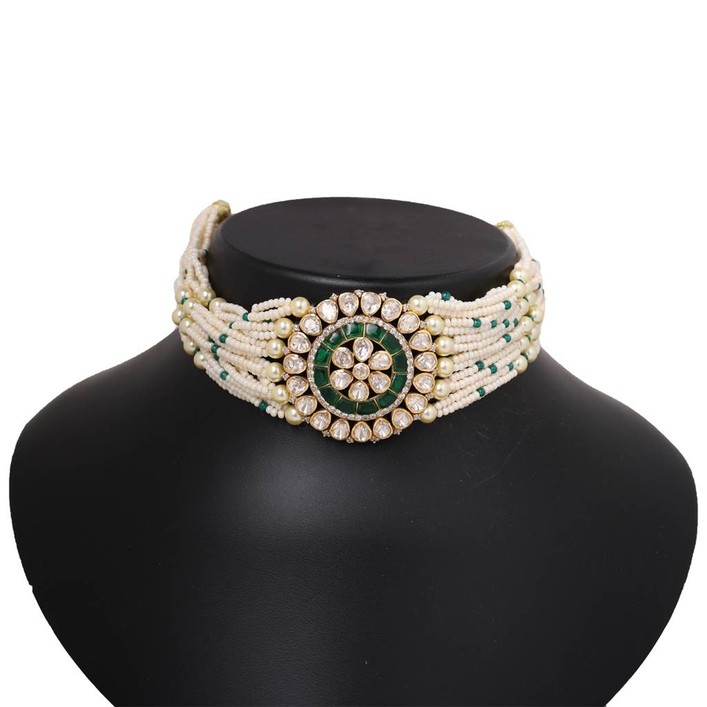 Moissanite Polki Necklace Set 12 : PJ137