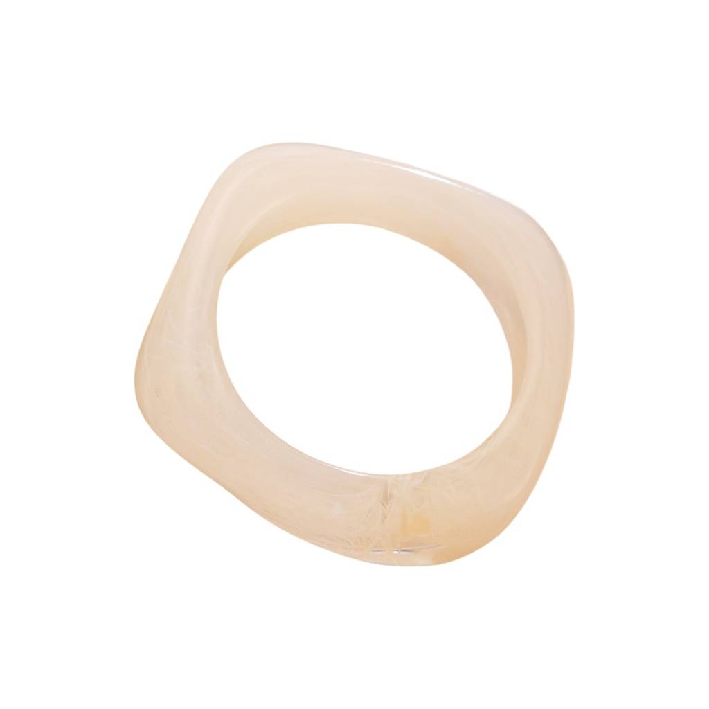 Chunky Wide Edge Rounded Square Polygonal Acrylic Bangle : AMU0125B503WH