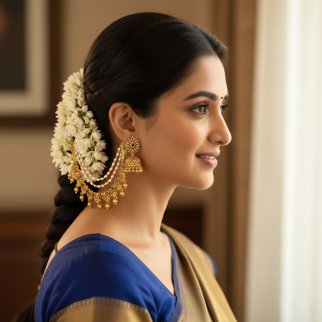 Sacred Craft Temple Jewellery Ear Chain | Antique Bridal Collection : V-1297