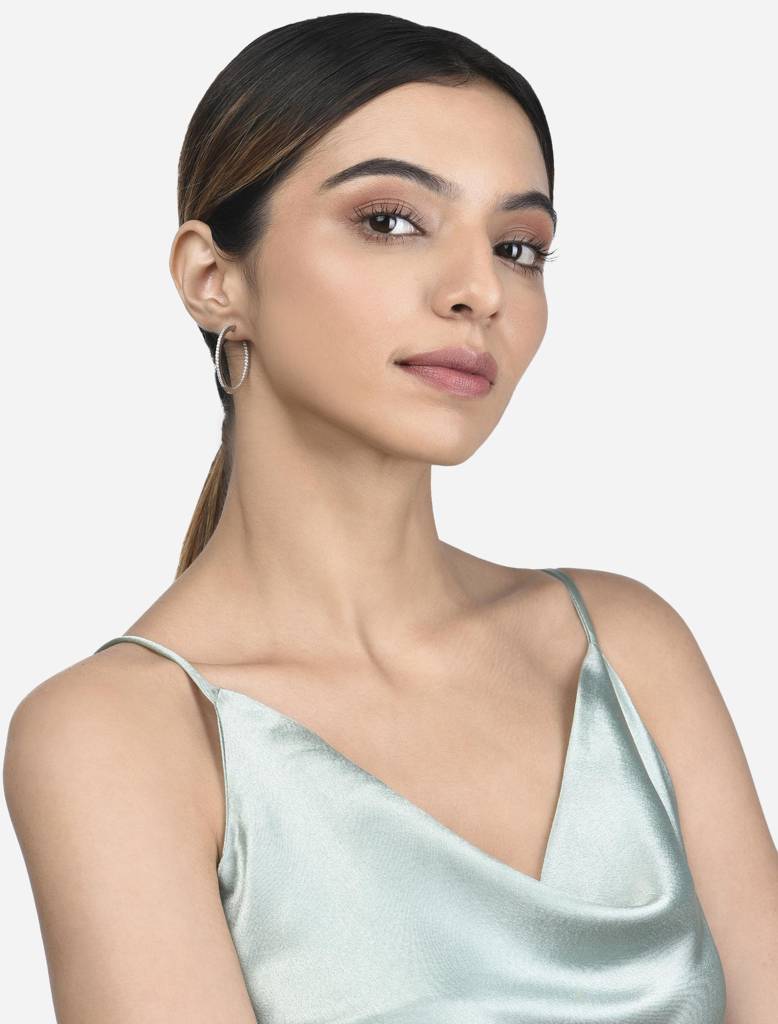 925 Silver Double Studded Chandbali Earrings Earrings