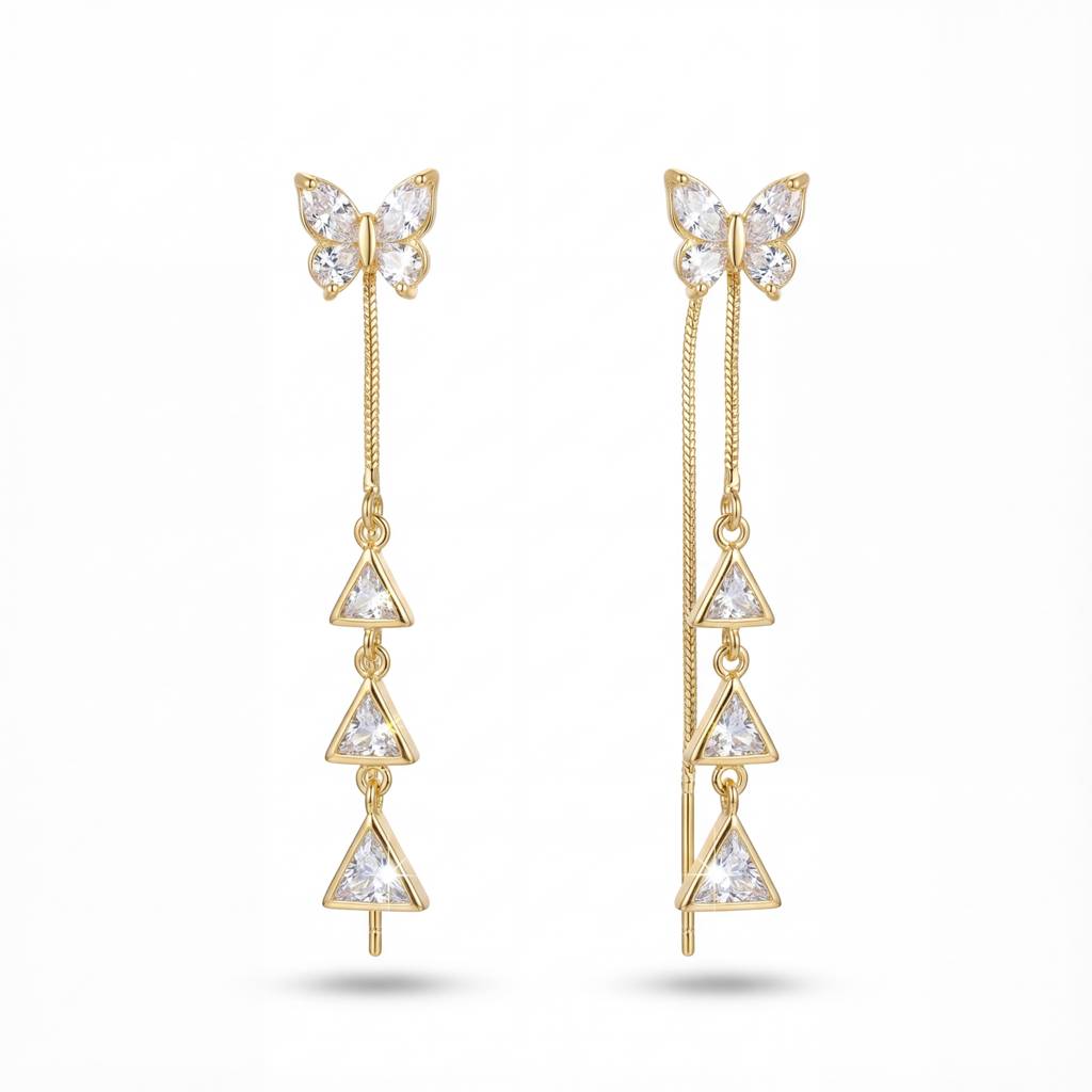 Korean Monarch Tiered Crystal Drop Earrings : YUFSER269