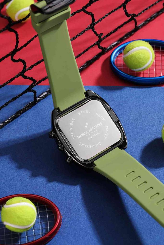 Daniel Hechter Paris Bercy Collection Modern Multi Functional Watch For Men With Square Dial And Silicon Band-Dhm : DHM1001-07