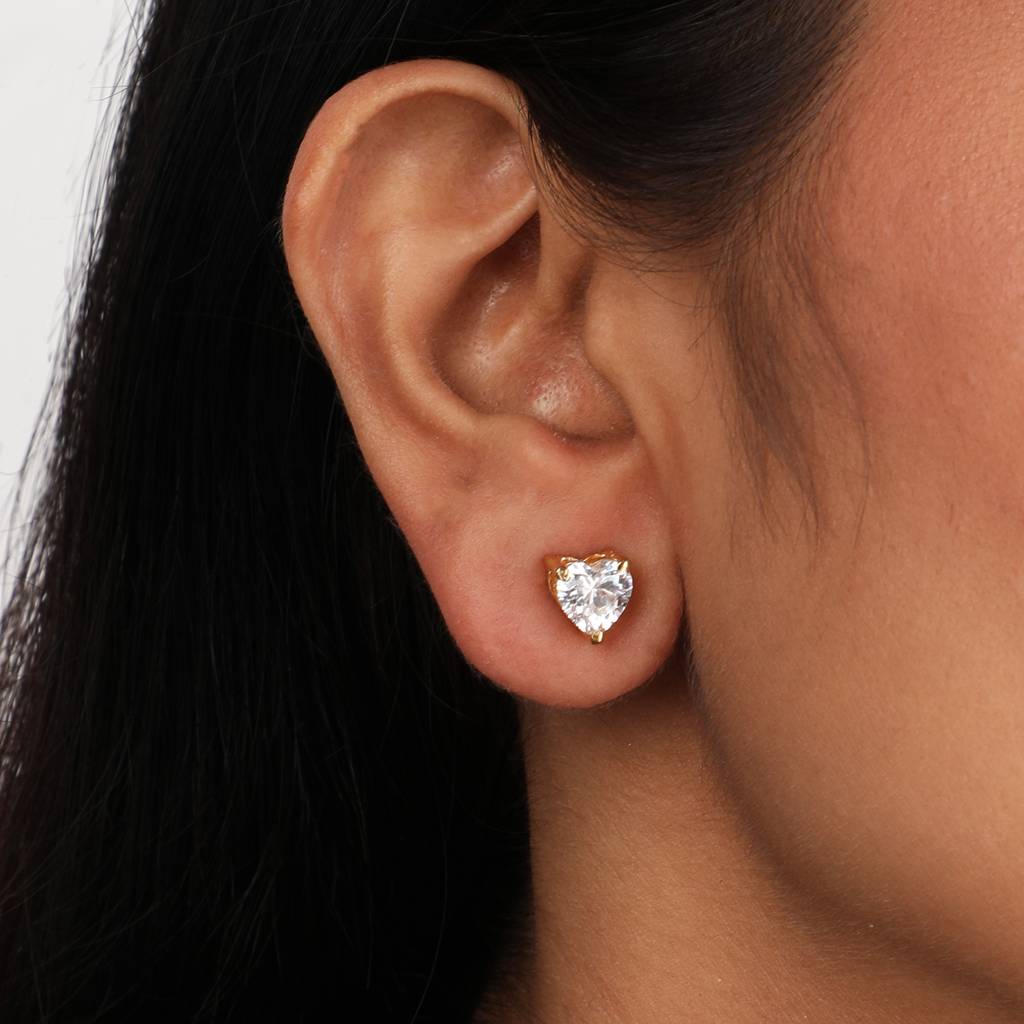 Heart Solitaire Earrings : CS26G
