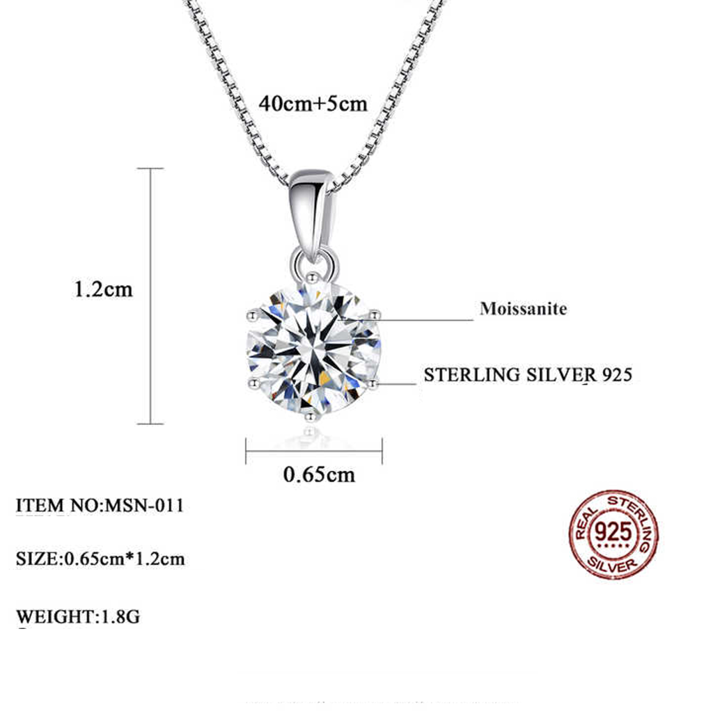 1 Ct Eternal Spark Sterling Silver Moissanite Pendant; Gra Certified; D Vvs1 : EternalSpark_1ct_MSN-011