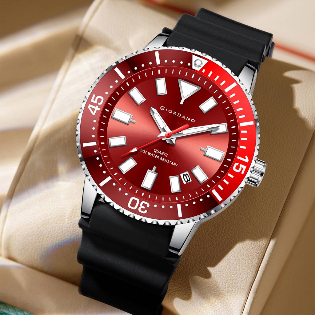 Giordano Analog Wrist Watch For Men Stylish Silicon Strap With Water Resistant 3 Hand Mechanism For Men And Boys : GZ-50103-01
