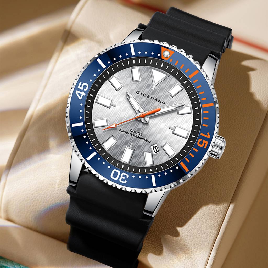 Giordano Analog Wrist Watch For Men Stylish Silicon Strap With Water Resistant 3 Hand Mechanism For Men And Boys : GZ-50103-03
