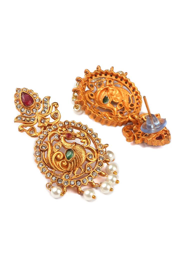 Gold Plated Peacock Necklace Set : SATJS215