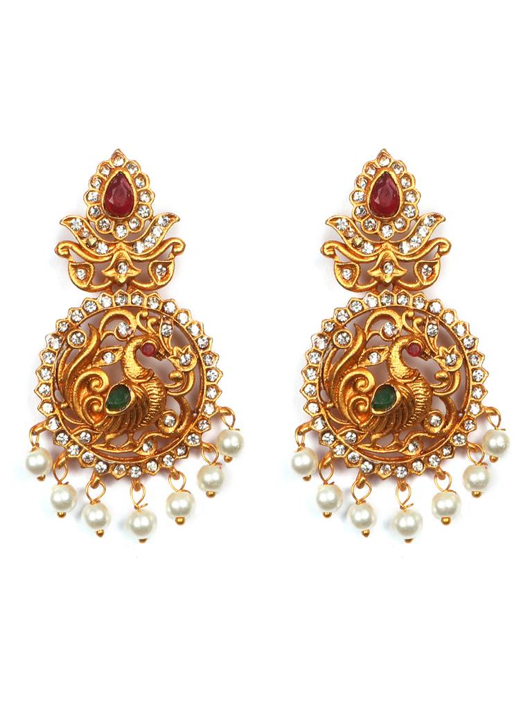 Gold Plated Peacock Necklace Set : SATJS215