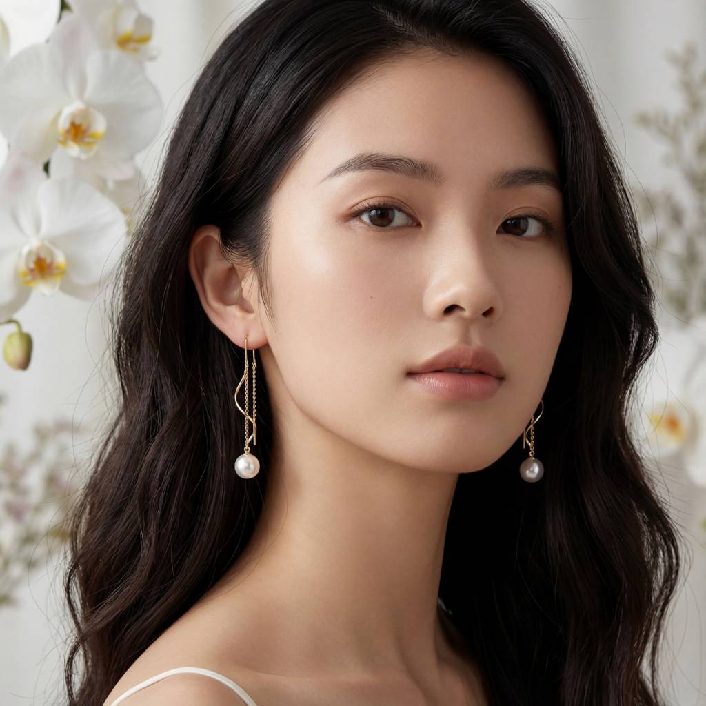 Korean Minimalist Pearl Threader Earrings : YUFSER259