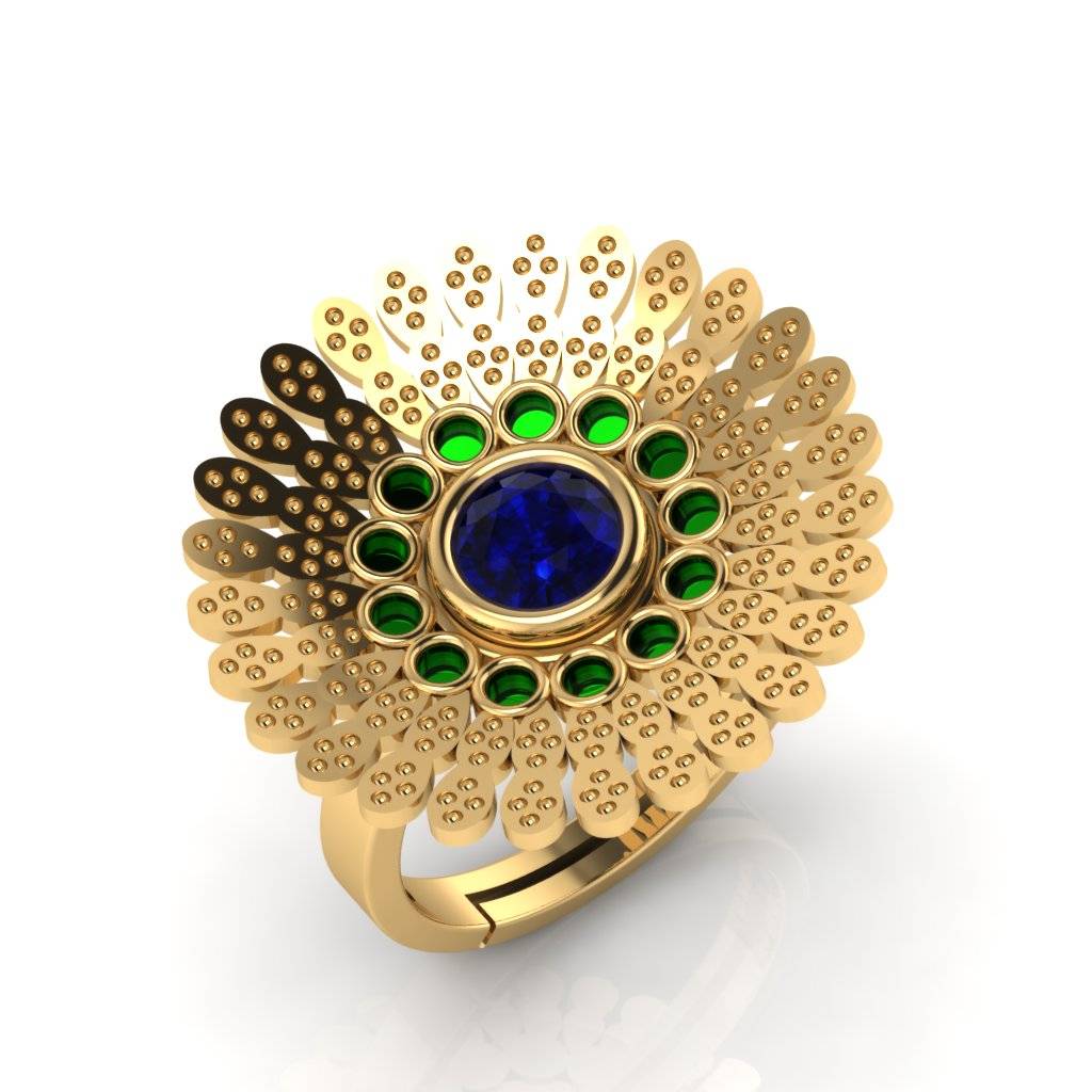Silver Blue Sapphire Flower Ring