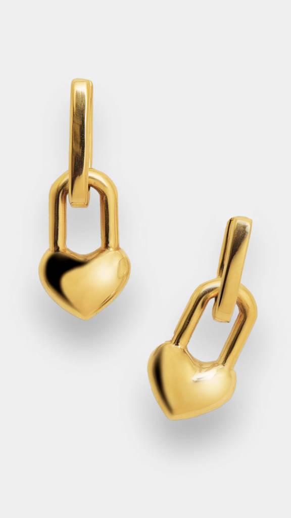 925 Sterling Silver Self Love Heart 2-In-1 Earrings : TSER-SEL-EAR-18G-9001