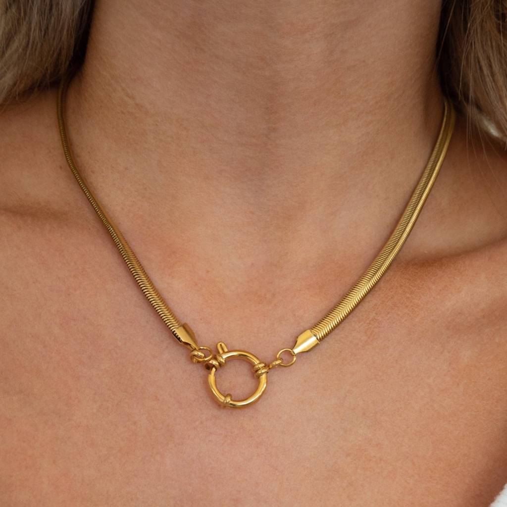 18K Gold Plated Waterproof Anti-Tarnish Snake Chain Necklace : AMG0425N3209