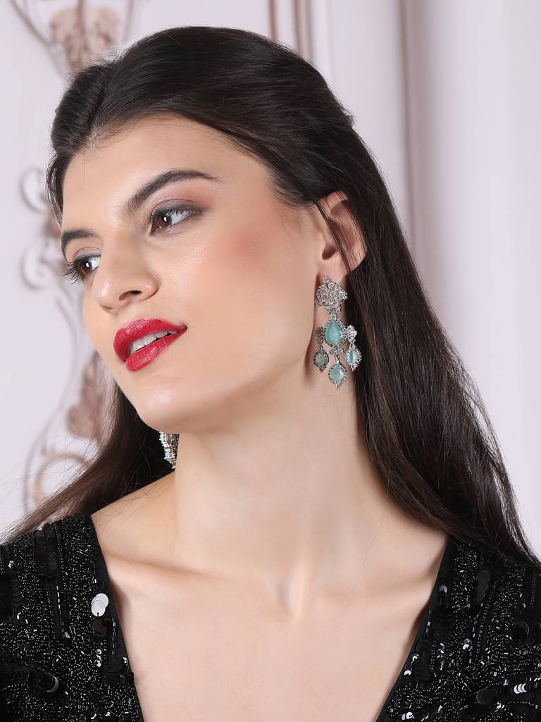 Silver-Plated Luxurious Ad Waterfall Earrings : ADEarrings15Mint