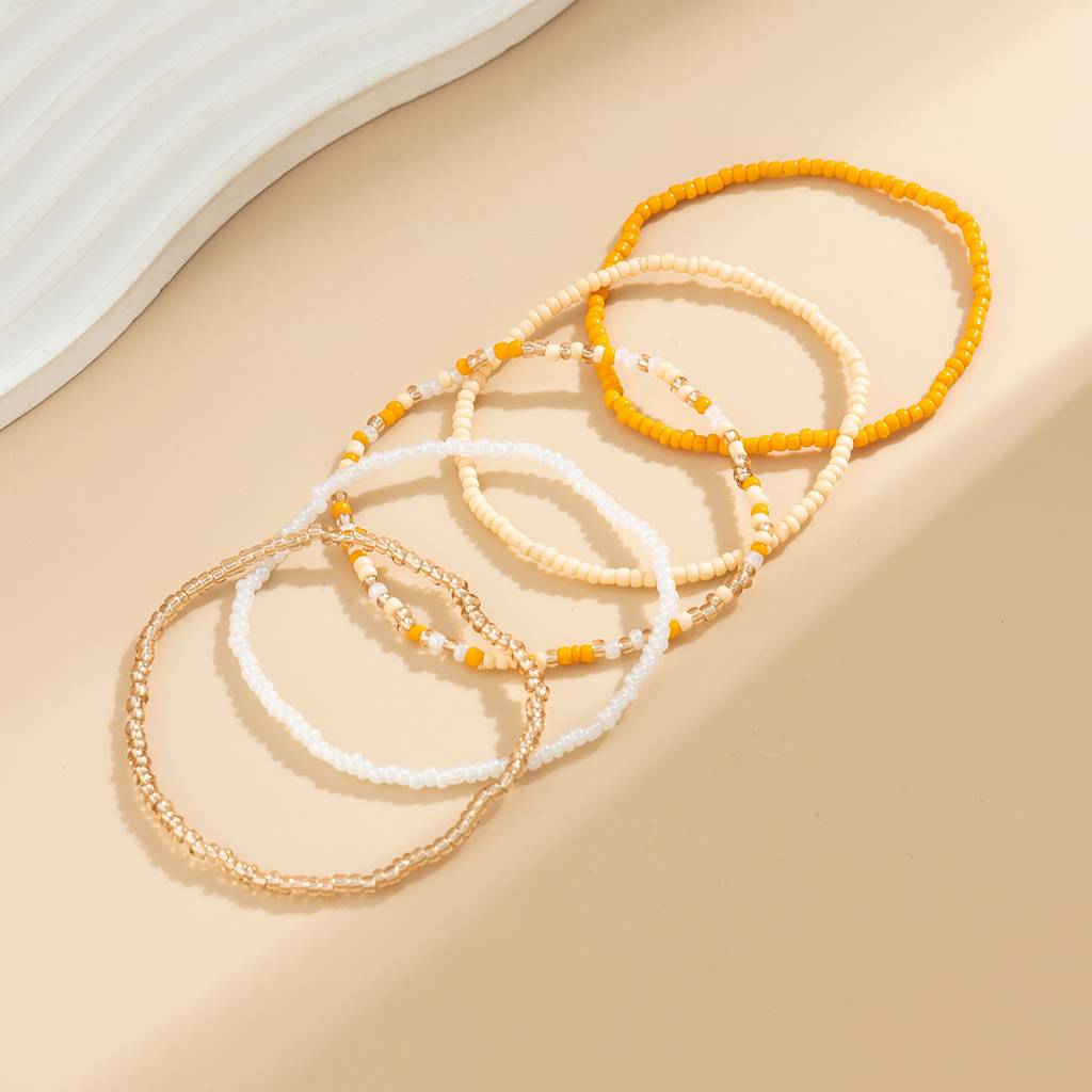 Multicolor Stretchable Bohemian Boho Elasticated Beaded Anklets : AMU0125AN899OR