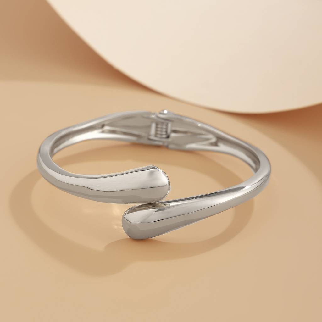 Gold/Silver Plated Glossy Open Cuff Bangle Bracelet : AMU0125B426S