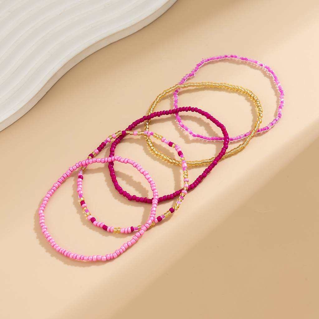 Multicolor Stretchable Bohemian Boho Elasticated Beaded Anklets : AMU0125AN893DPK