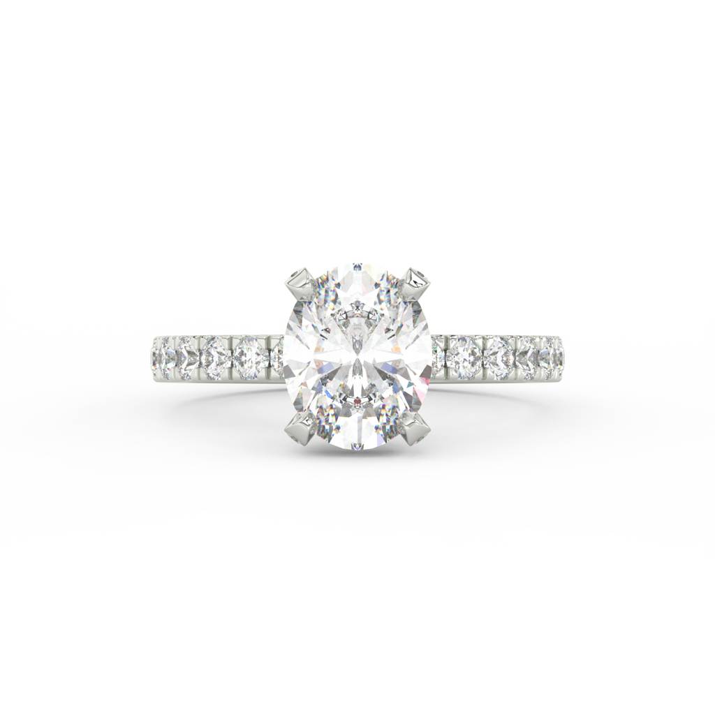 2Ct Oval Cut Moissanite Hidden Halo Engagement Ring 14K Gold Plated : FJ_033