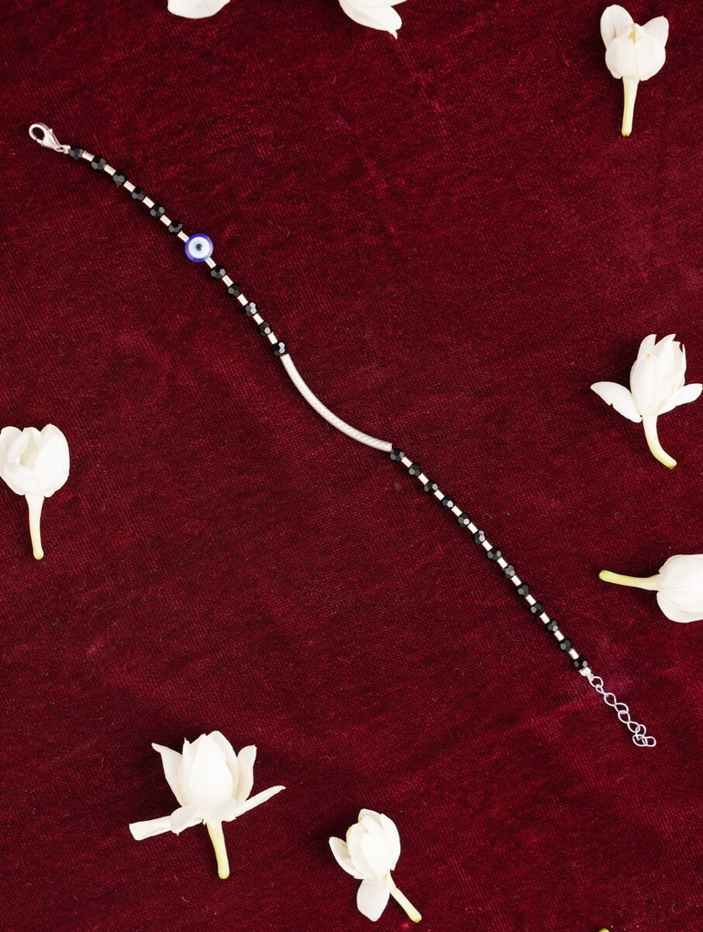 925 Sterling Silver Evil Eye Beaded Bracelet : ARSBR145
