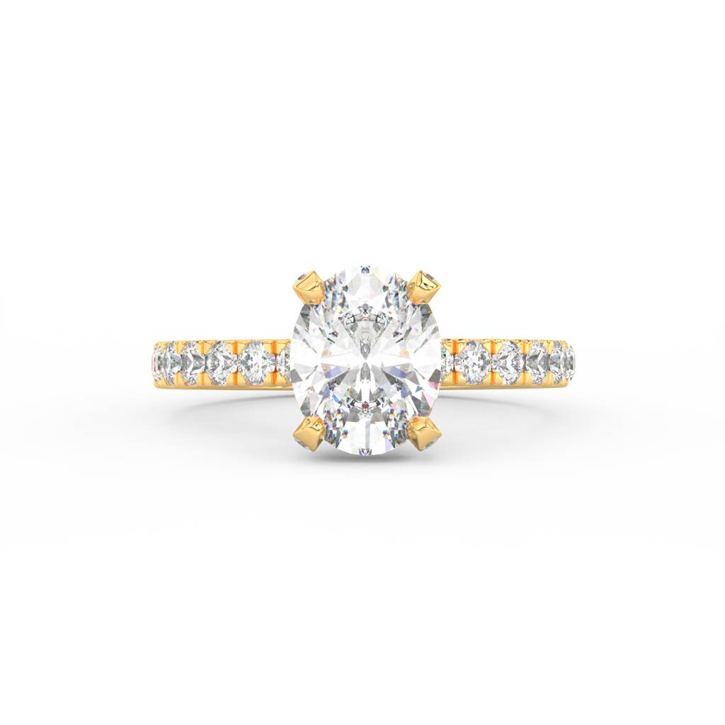 2Ct Oval Cut Moissanite Hidden Halo Engagement Ring 14K Gold Plated : FJ_033