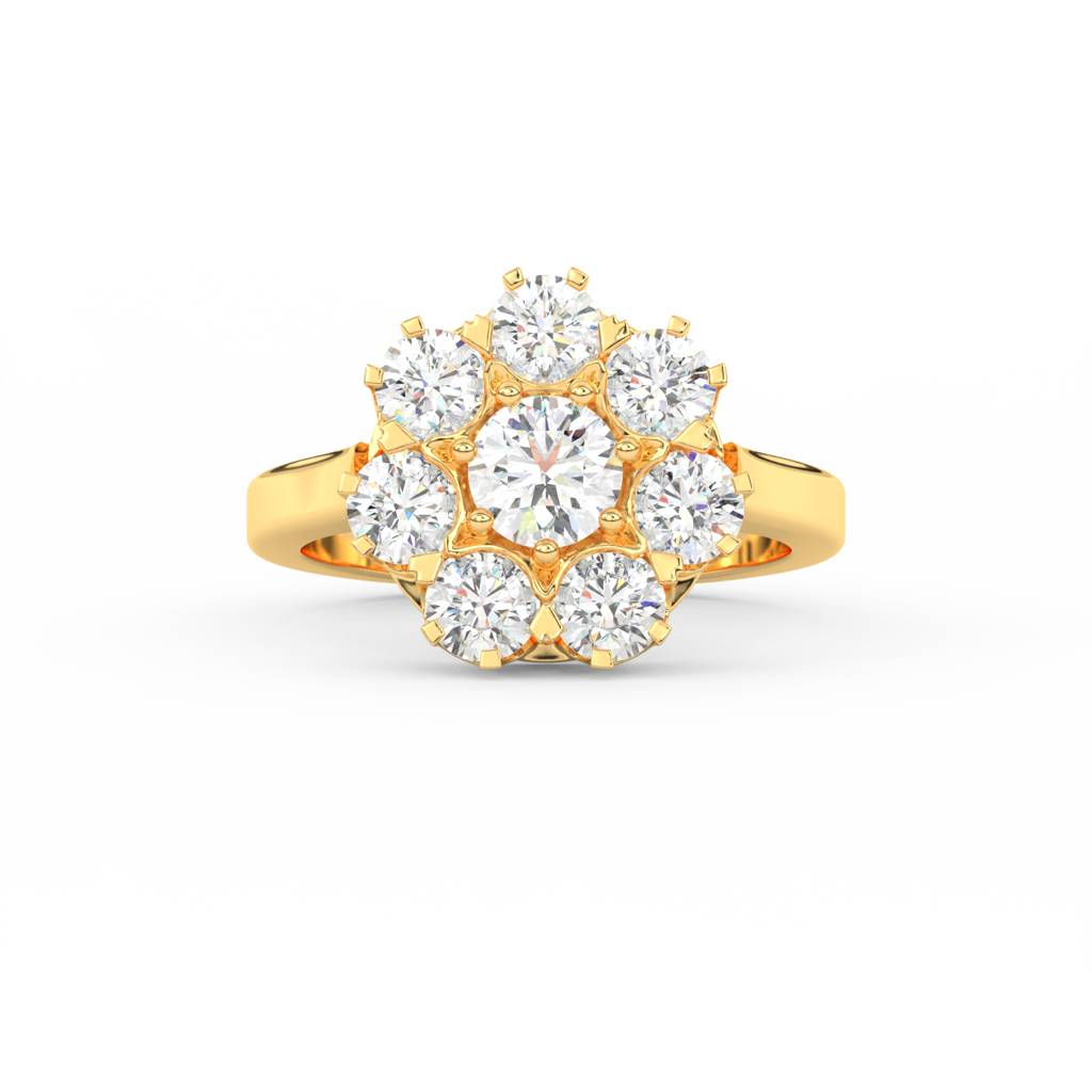 3Ct Round Cut Moissanite Women Cluster Engagement Ring 14K Gold Plated : FJ_022