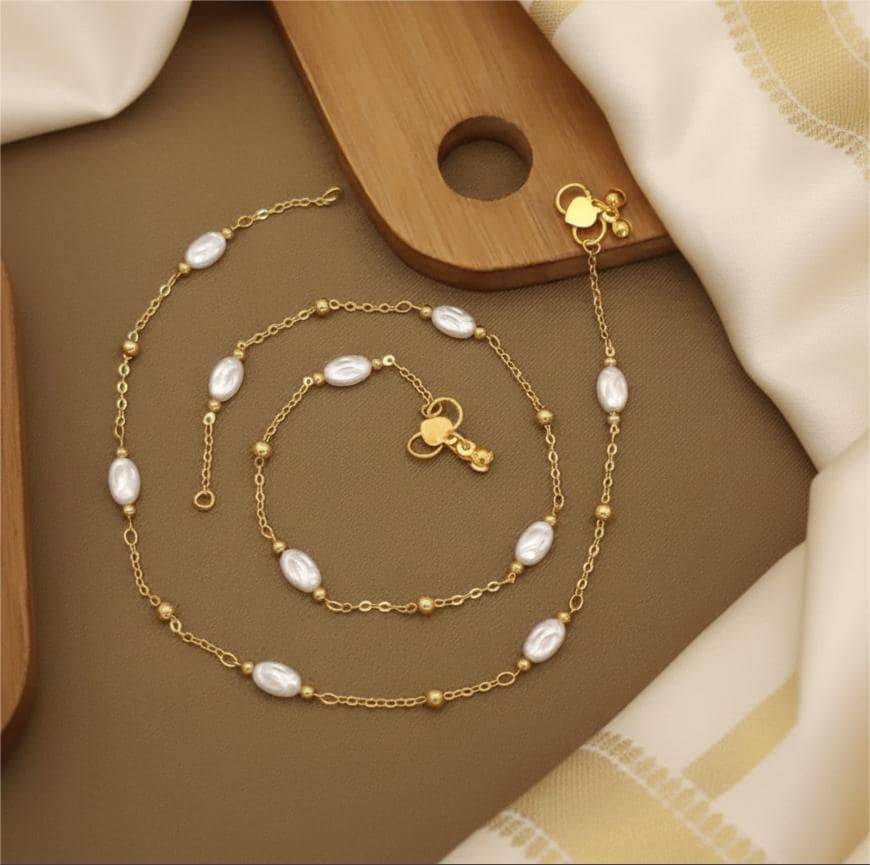 Firoza Pearl Wave Anklets : ANKLET1651