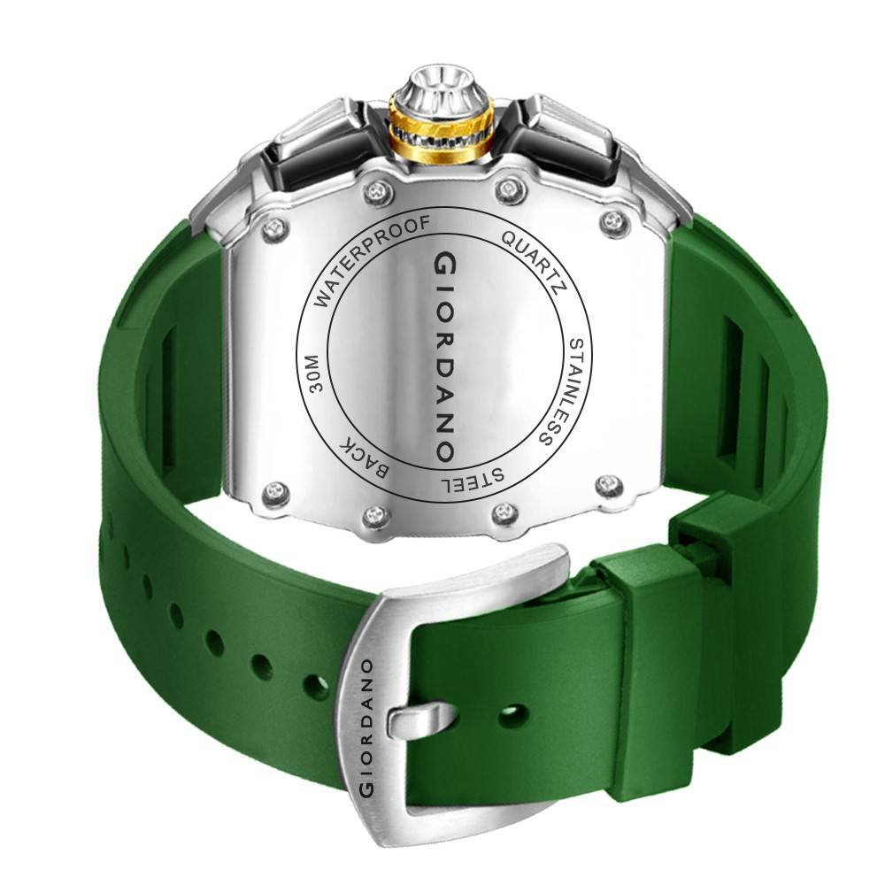 Giordano Multifunction Watch For Men With Day, Date, And 24-Hour Sub-Dial, Water Resistant Square Dial Unique De : GZ-50120-06