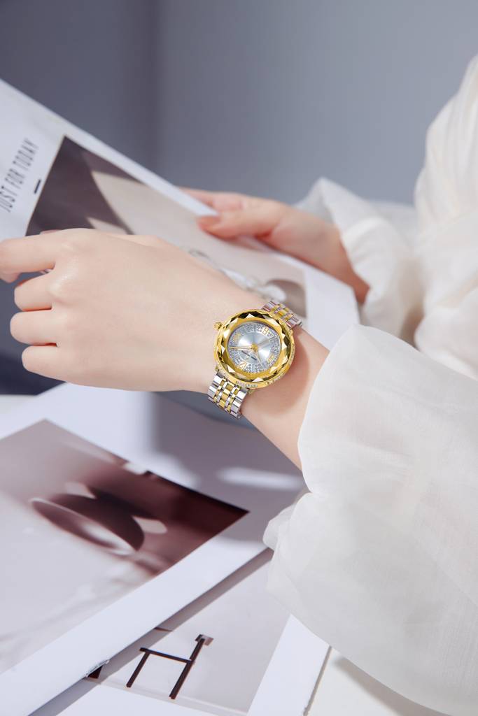 Daniel Hechter Paris Palais-Royal Collection Unique Analoge Watch For Women Withdiamond Cut Glass Dial And Stainl : DHW2003-55