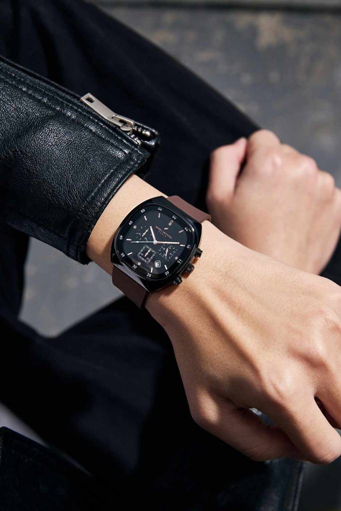 Daniel Hechter Paris Bercy Collection Modern Multi Functional Watch For Men With Square Dial And Silicon Band-Dhm : DHM1001-03