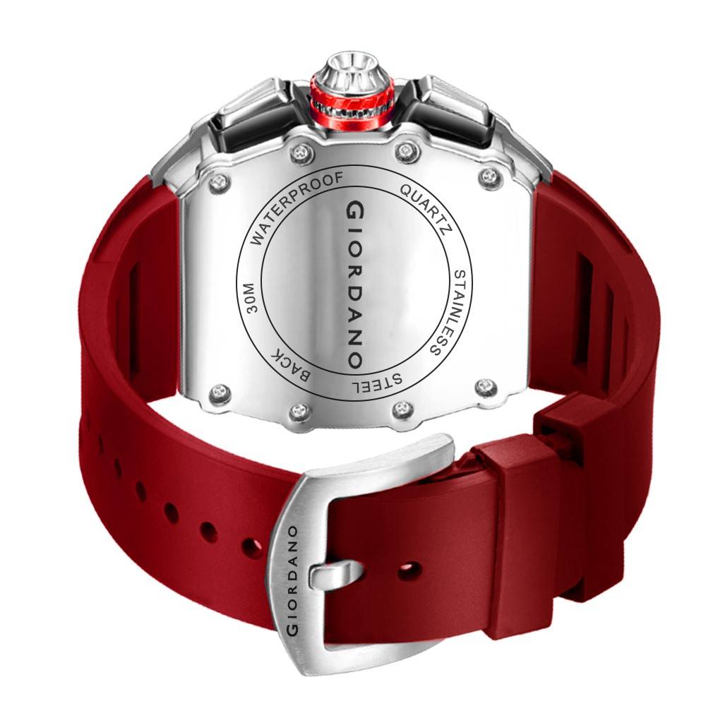 Giordano Multifunction Watch For Men With Day, Date, And 24-Hour Sub-Dial, Water Resistant Square Dial Unique De : GZ-50120-04