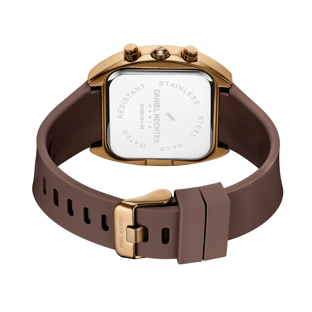 Daniel Hechter Paris Bercy Collection Modern Multi Functional Watch For Men With Square Dial And Silicon Band-Dhm : DHM1001-06
