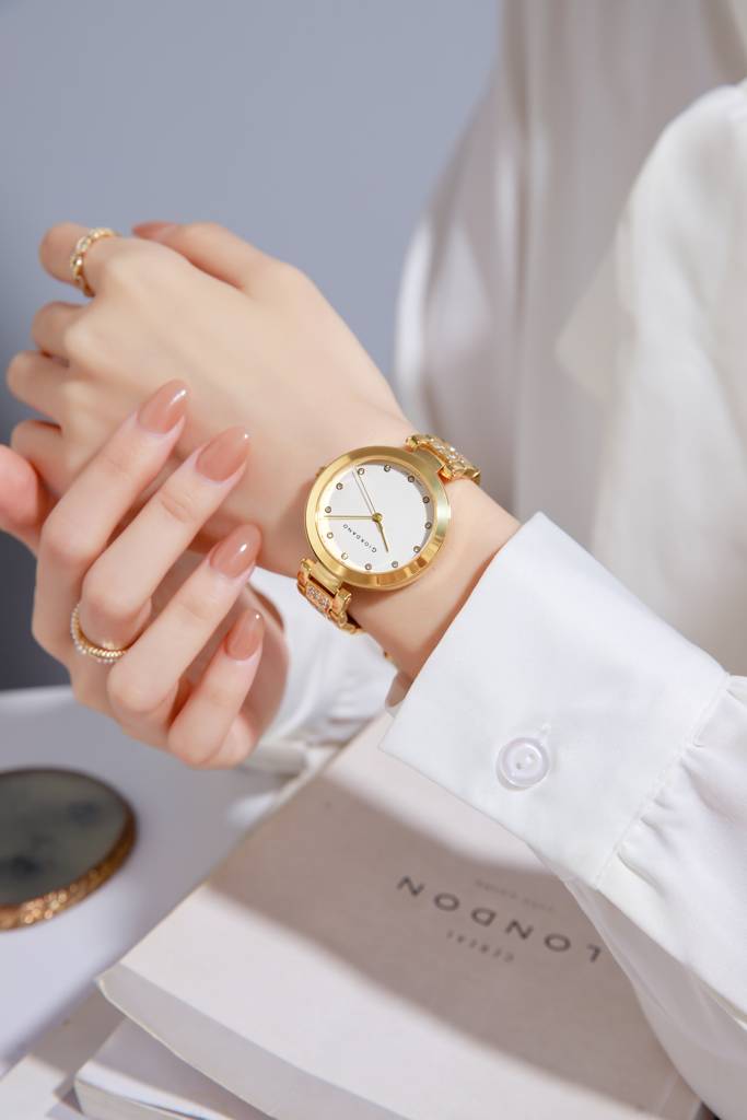 Giordano Eleganza Collection Analog Watch For Women With Crystal-Studded Strap & Diamond Indices - A2037 : A2037-22