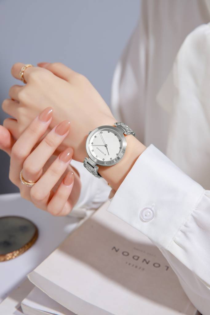 Giordano Eleganza Collection Analog Watch For Women With Crystal-Studded Strap & Diamond Indices - A2037 : A2037-11