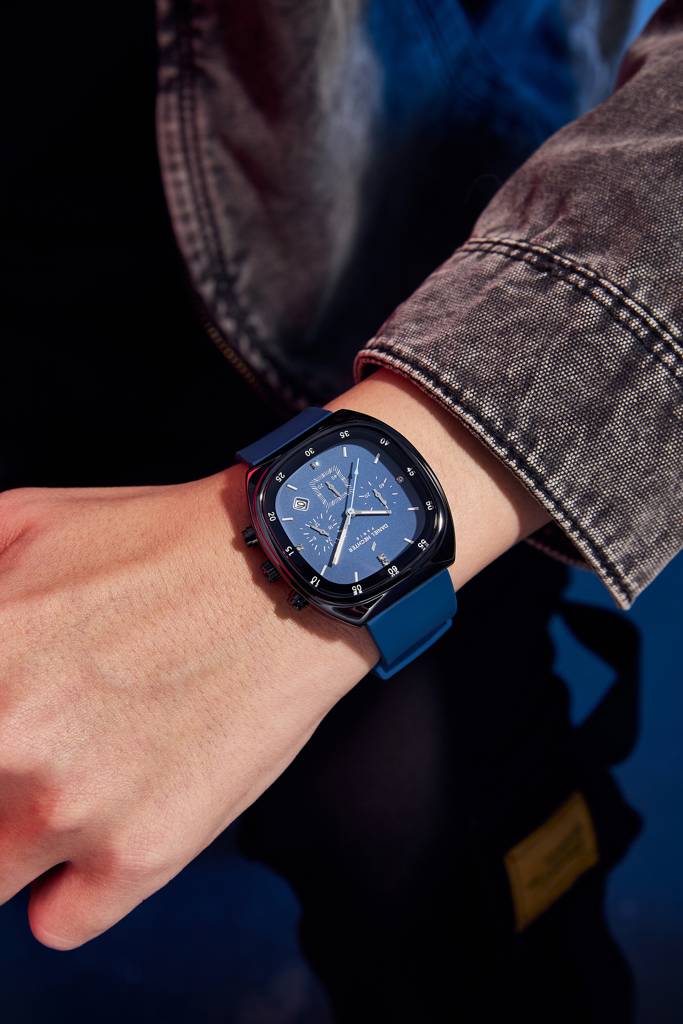 Daniel Hechter Paris Bercy Collection Modern Multi Functional Watch For Men With Square Dial And Silicon Band-Dhm : DHM1001-02