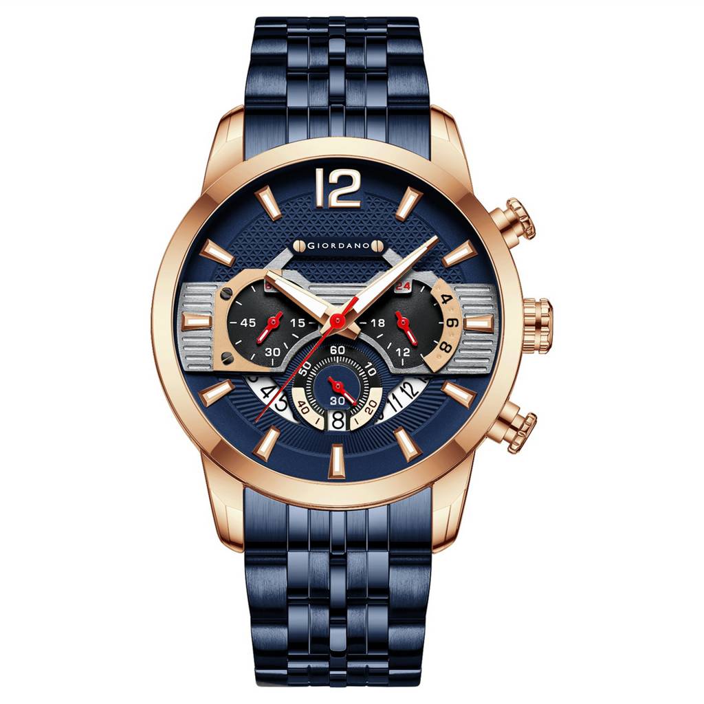 Giordano Analog Wrist Watch For Men Stylish Metal Strap With Water Resistant Multifuntion Mechanism Watch Gz-50032 : GZ-50032-44