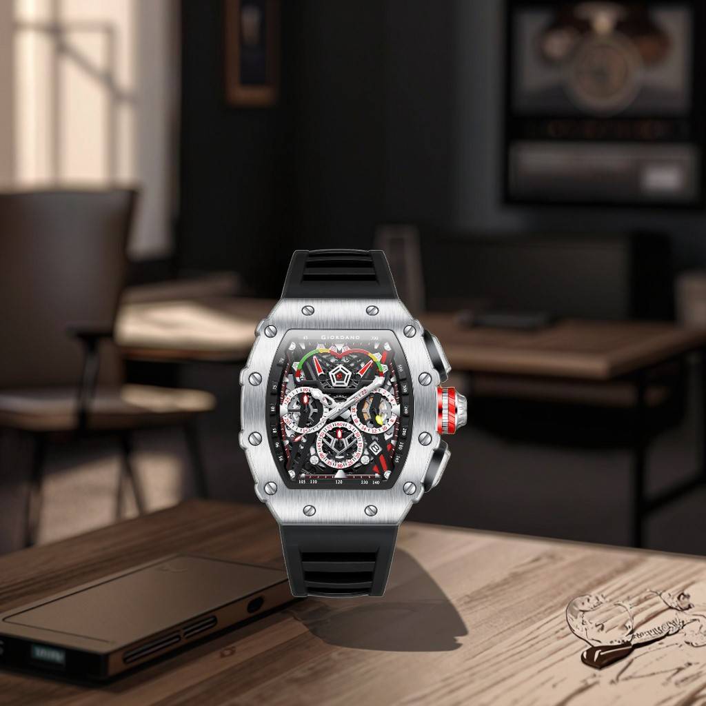 Giordano Multifunction Watch For Men With Day, Date, And 24-Hour Sub-Dial, Water Resistant Square Dial Unique De : GZ-50120-03