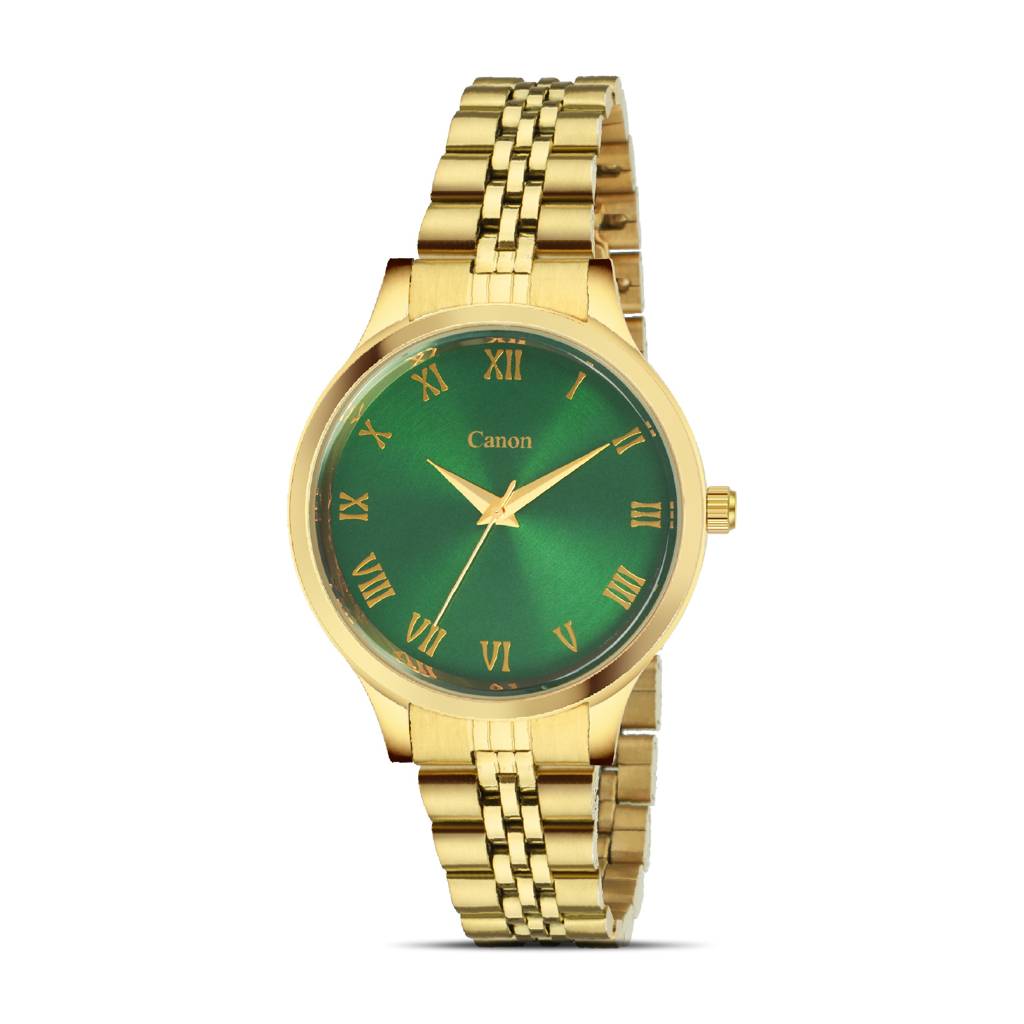 Luxury Golden & Green Couple Watch With Roman Numerals Cn-485 : CN-485