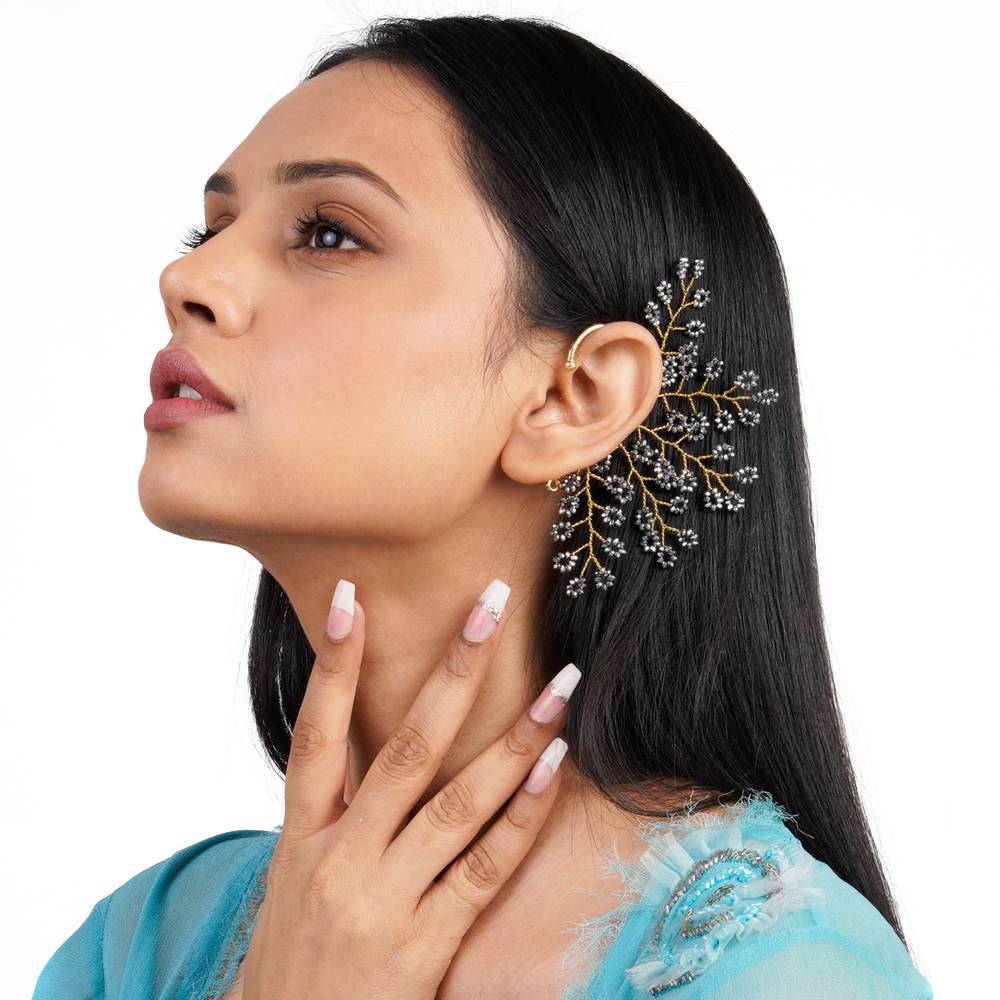 Metallic Earcuff Earrings Hand Made Design : EC-46-01SILVER