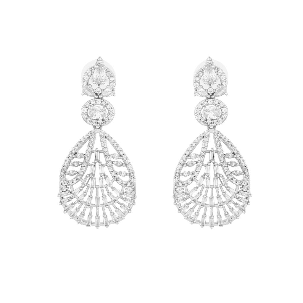 Estele Rhodium Plated Cz Dazzling Designer Earrings For Women : AD-114703-IRWEER