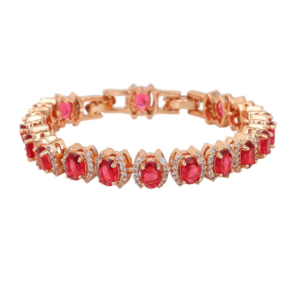 Estele Rhodium Plated Cz Stunning Bracelet With Stones For Women : AD-055-RG-TPBR
