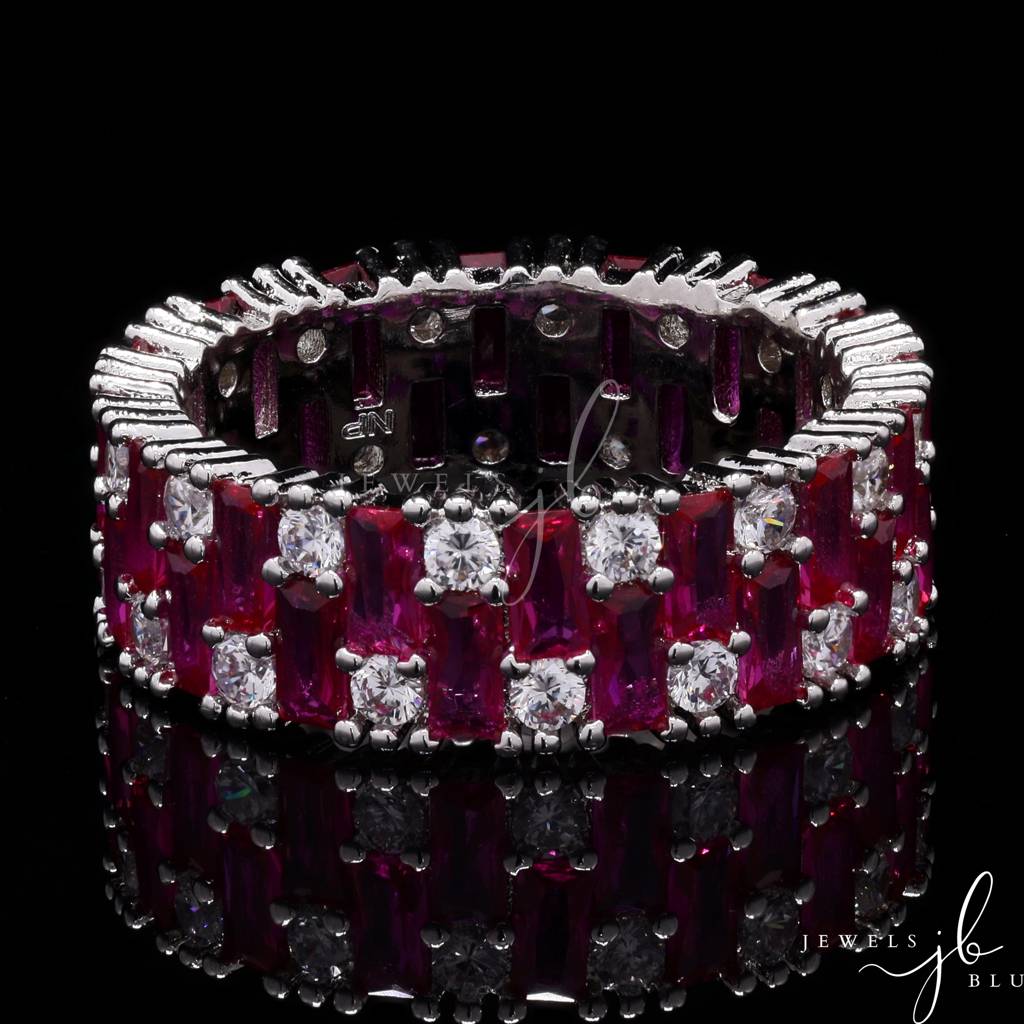 Premium Ruby Double Line Gia American Diamond Ring : 2000031