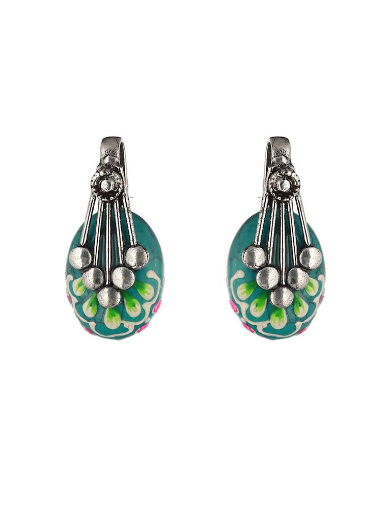 Oxidised Hand Painted & Mint Enamelled Locket Jewellery Set : SJLK2010