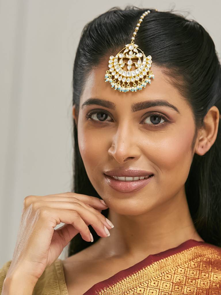 22K Gold-Plated Head Band Cum Choker For Womens : YI24A0236H