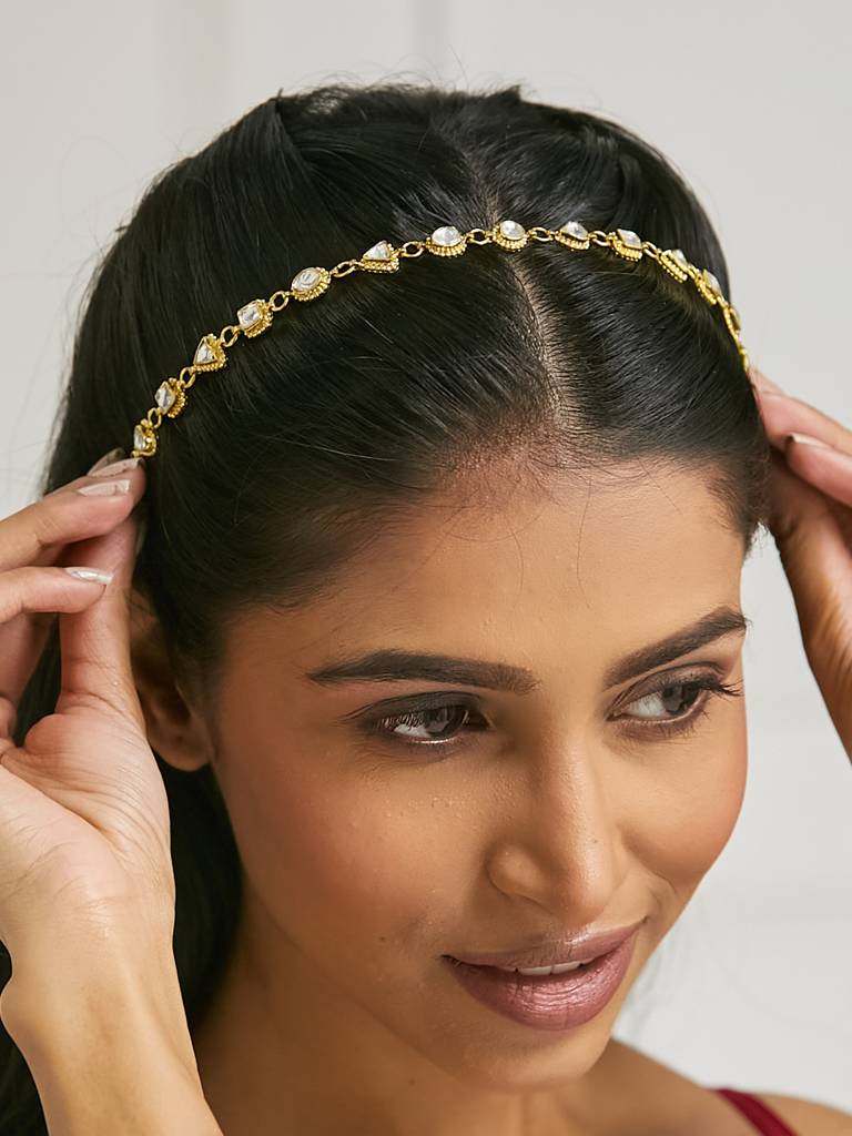 22K Gold-Plated Head Band Cum Choker For Women & Girls : YI24A0210H