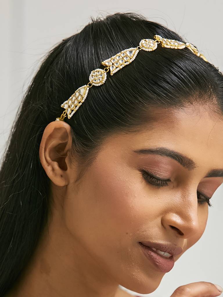 22K Gold-Plated Head Band Cum Choker For Women : YI24A0206H