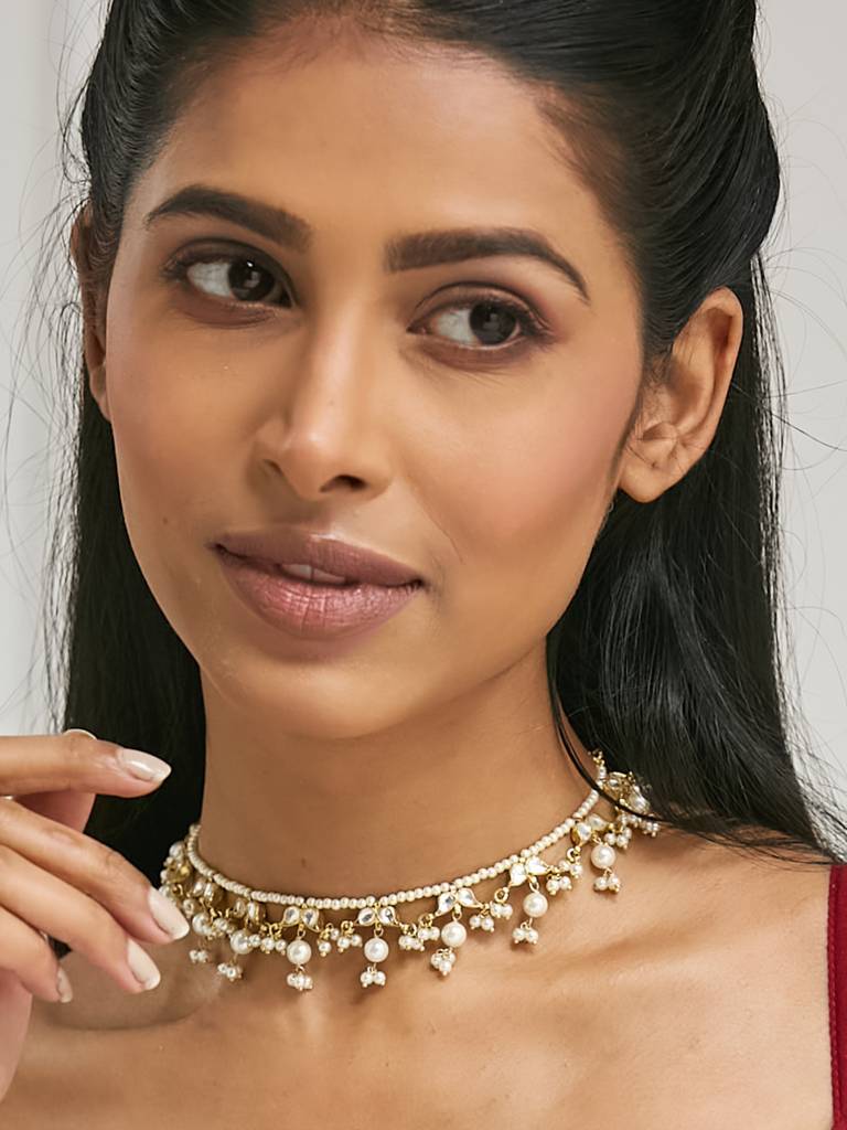 22K Gold-Plated Head Band Cum Choker For Women. : YI24A0207H