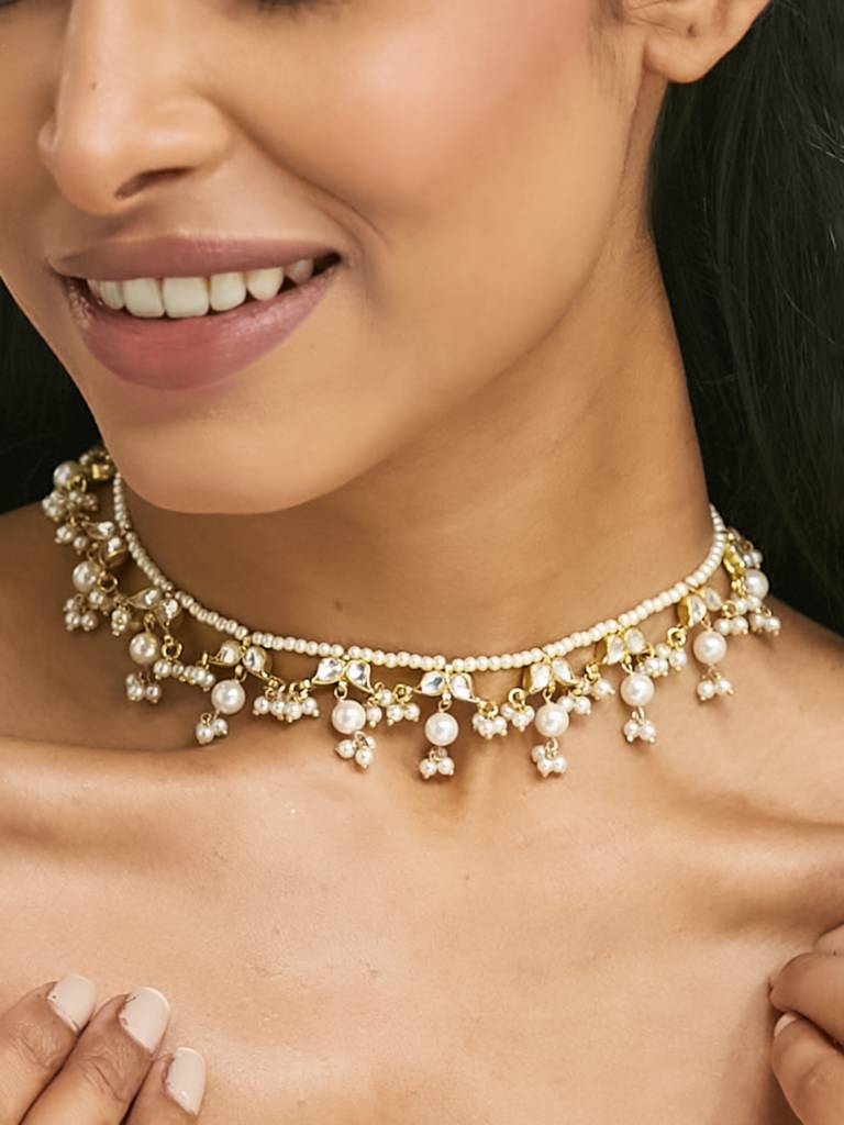 22K Gold-Plated Head Band Cum Choker For Women. : YI24A0207H