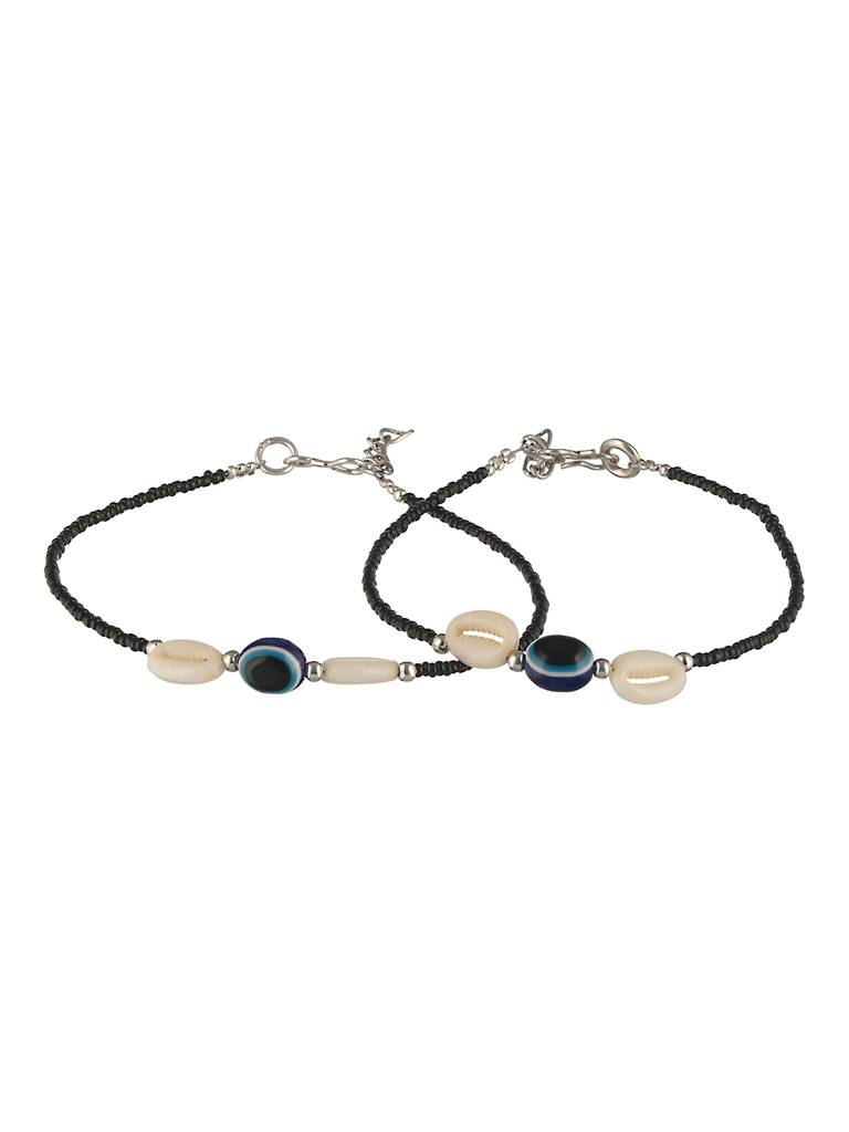 Set Of 2 Evil Eye Beaded Anklet : SJPL2014